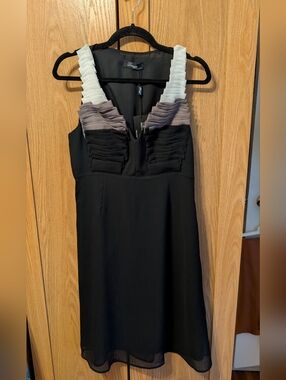 Black Midi Dress with Layered Ombre Straps